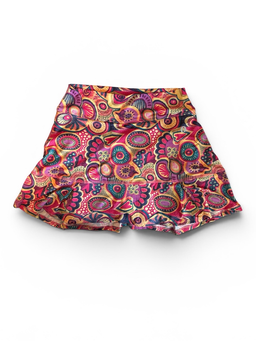 Dona Jo Women’s Pink Multi Floral Ruffle Skort